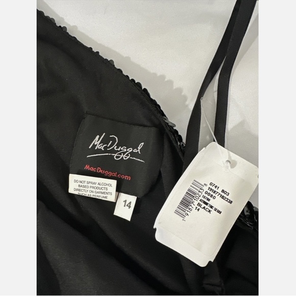 NEW $498 Mac Duggal [ 12 ] Sequin‎ One Shoulder Long sleev Column Gown Black - Picture 7 of 14